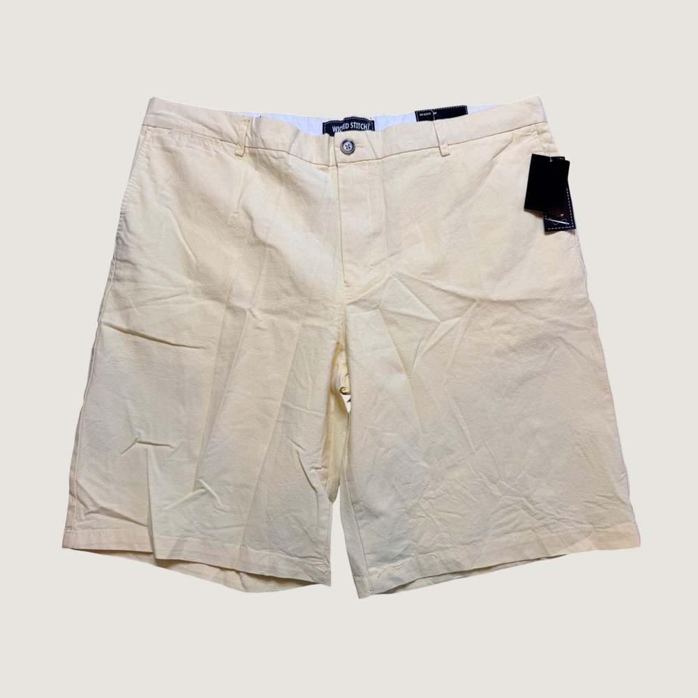 Wicked Stitch Mens Flex Fabric Shorts Pale Yellow Cotton Stretch Size 40 NEW